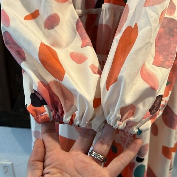 Puff Sleeve Floral Maxi Bohemian V Neck Tiered Casual Tiered Summer Maxi - Picture 12 of 16